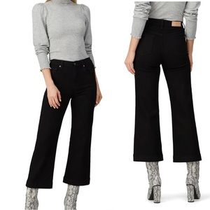 7 For All Mankind Nightfall Cropped Wide Leg High Waist Alexa Jeans Black Sz 26